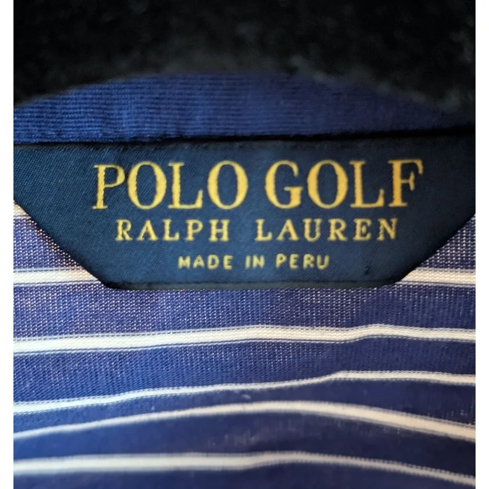 Polo Golf Ralph Lauren Men XL Performance Blue White Stripe Wyndham Championship